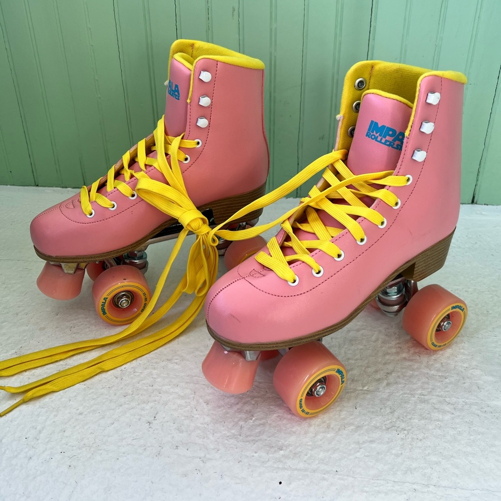 Pink and Yellow Impala Quad Skates